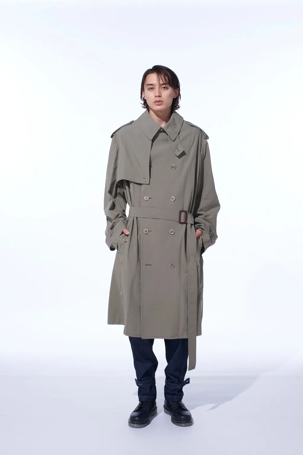 Brushed Washer Finish Broad Trench Coat