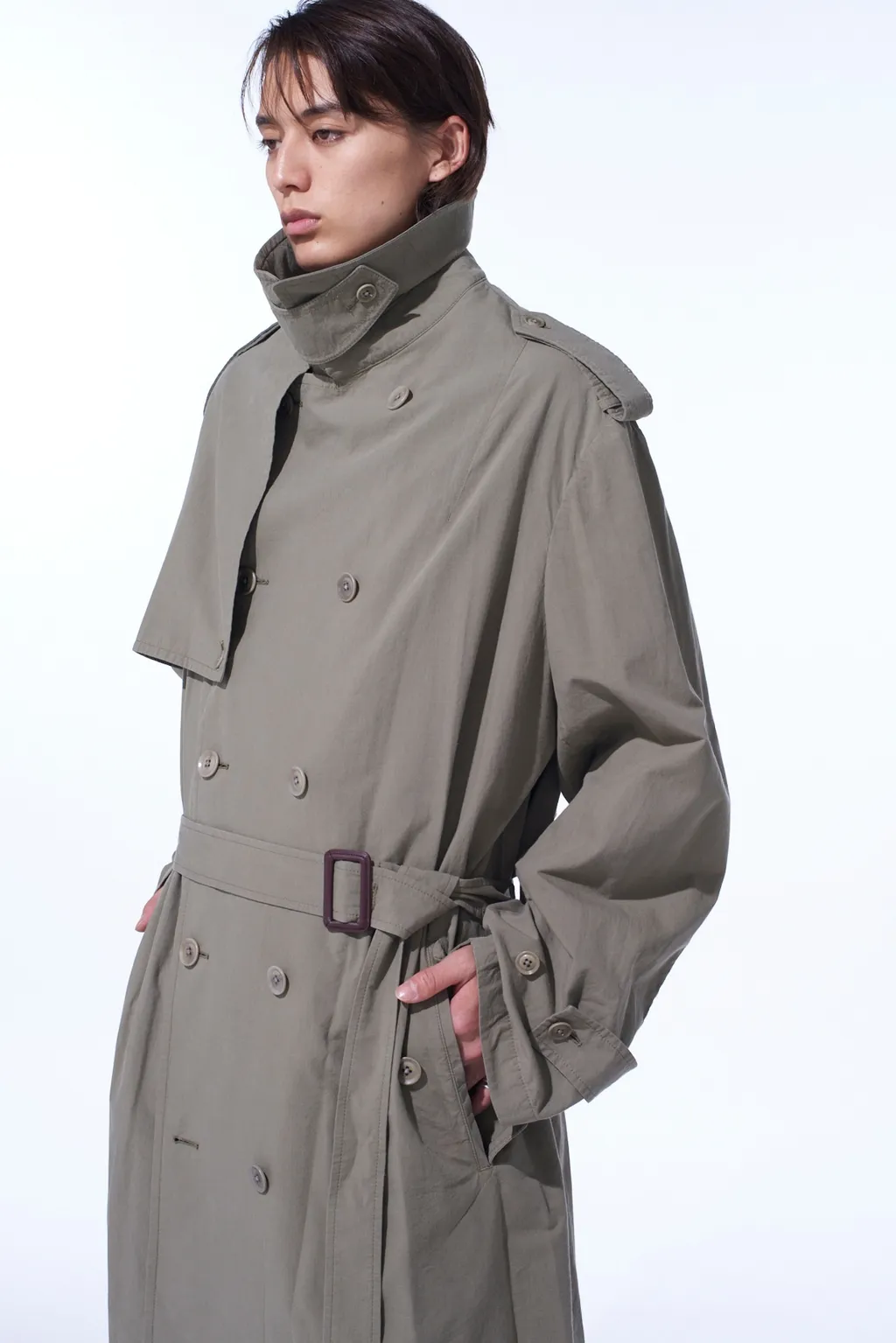 Brushed Washer Finish Broad Trench Coat