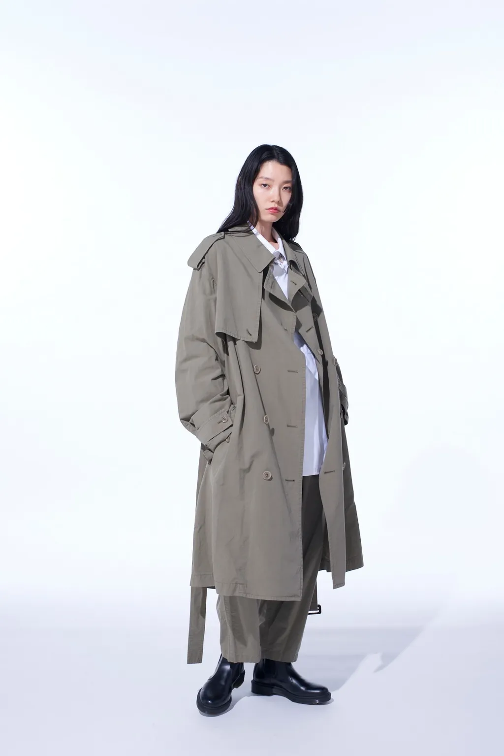 Brushed Washer Finish Broad Trench Coat