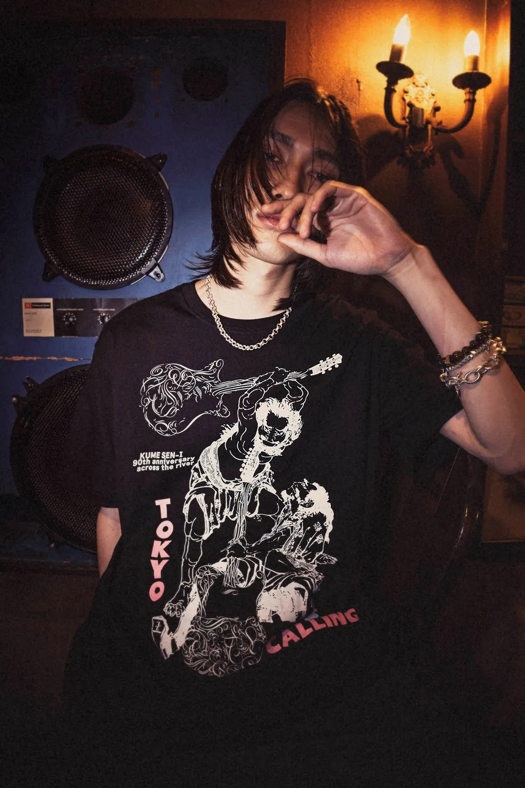 【Kume 90Th Anniversary Across The River】Hokusai × Love Guitar Tokyo Calling T-Shirt