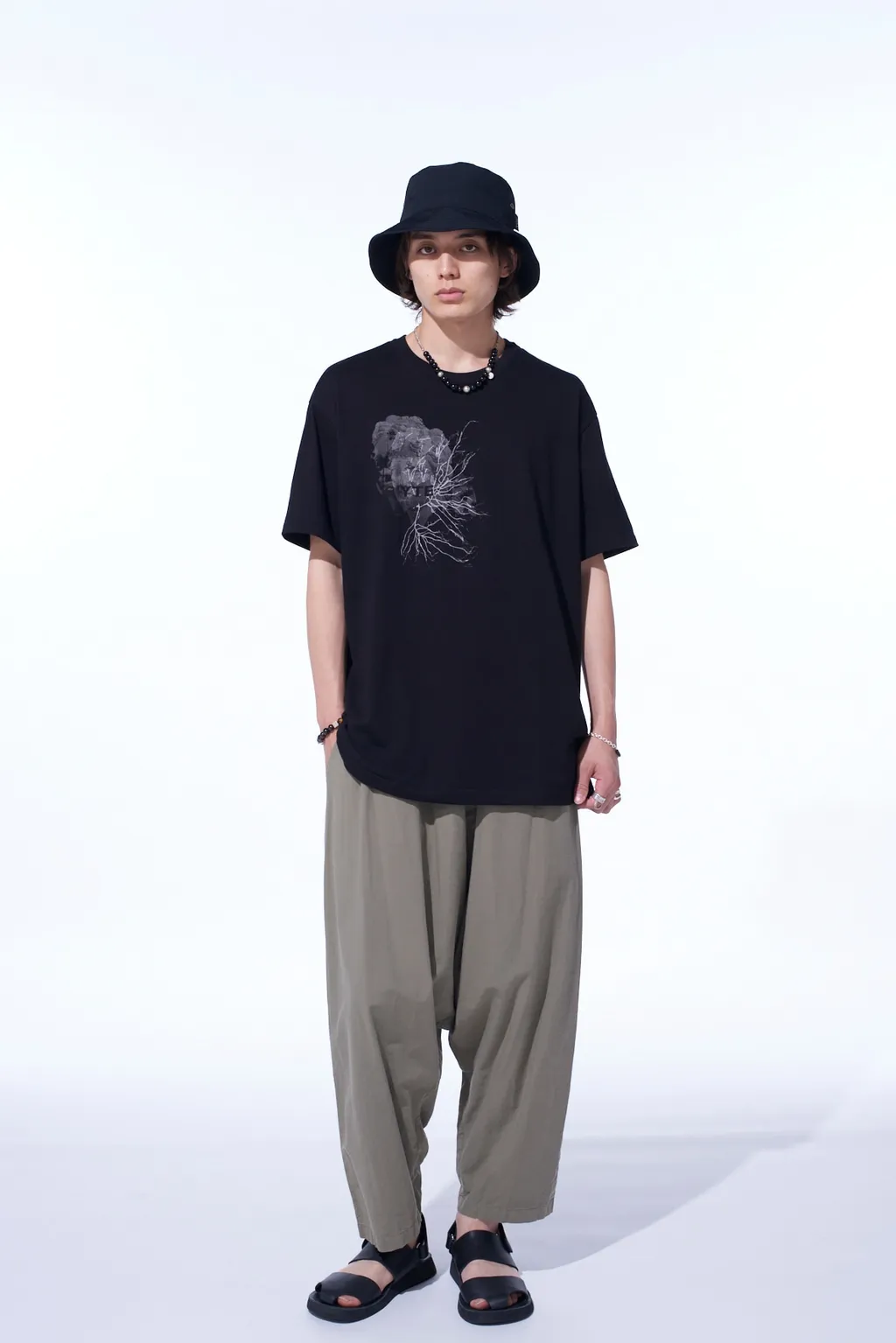 Brushed Washer Finish Broad Sarouel Pants
