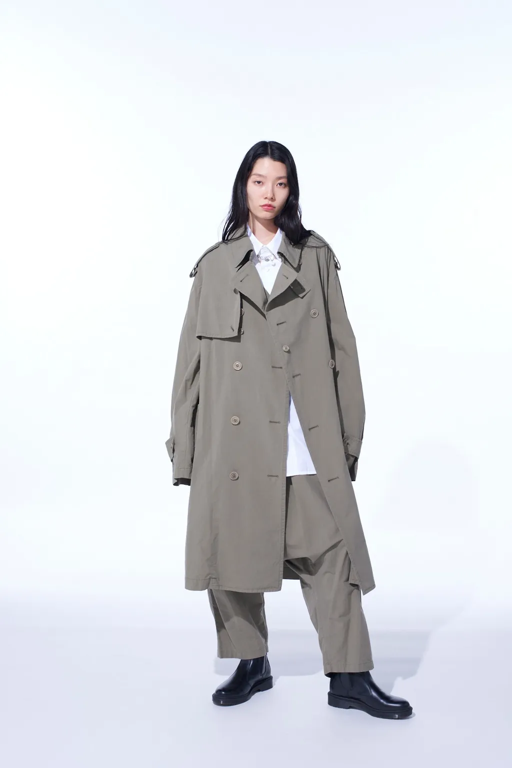Brushed Washer Finish Broad Sarouel Pants