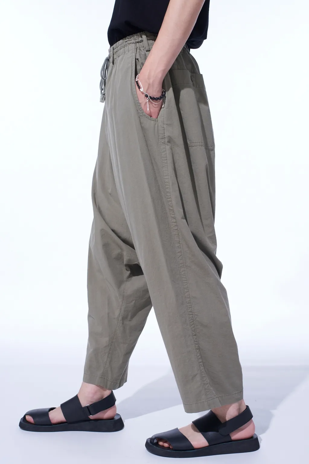 Brushed Washer Finish Broad Sarouel Pants