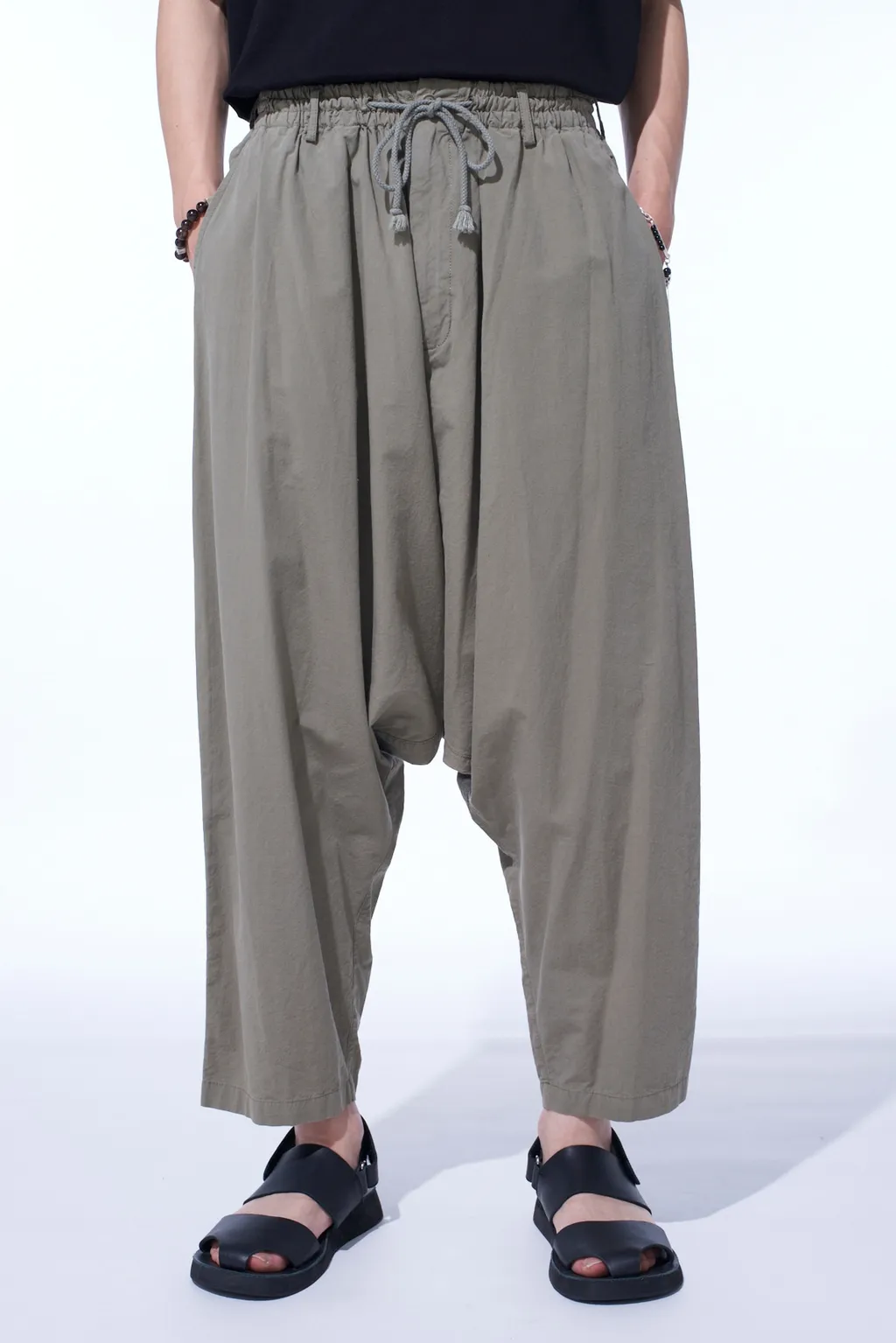 Brushed Washer Finish Broad Sarouel Pants
