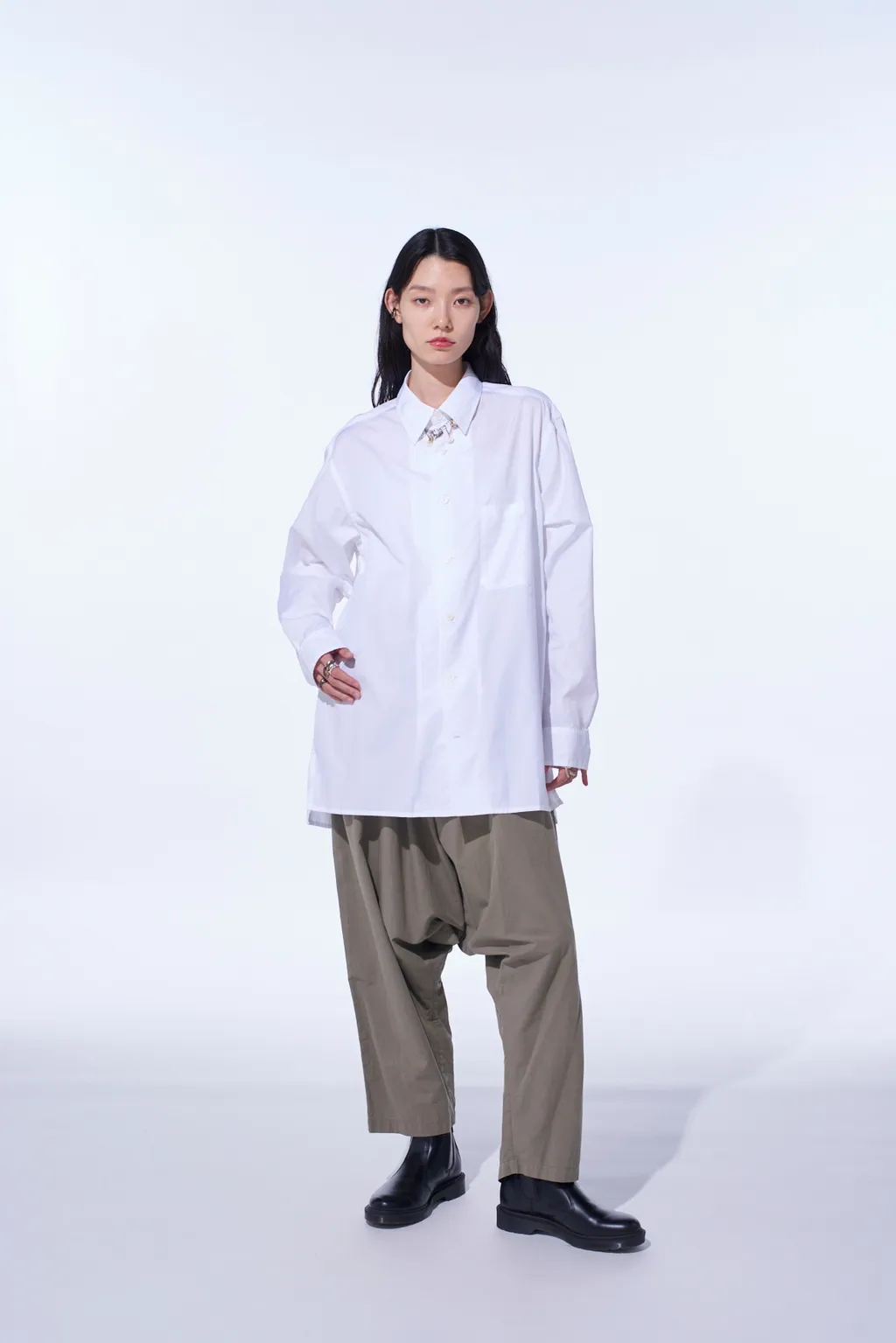 Brushed Washer Finish Broad Sarouel Pants