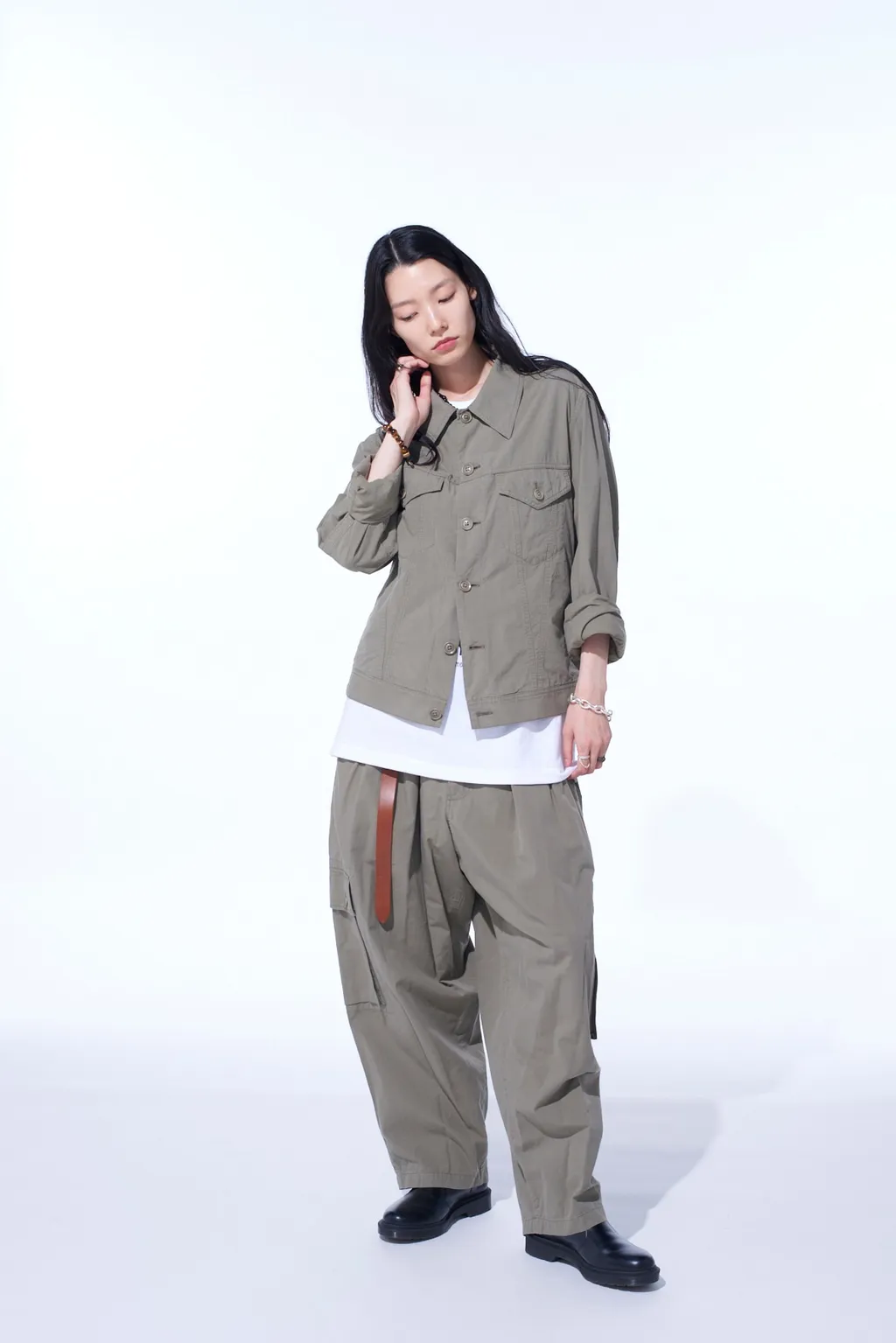 Brushed Washer Finish Broad Cargo Pants