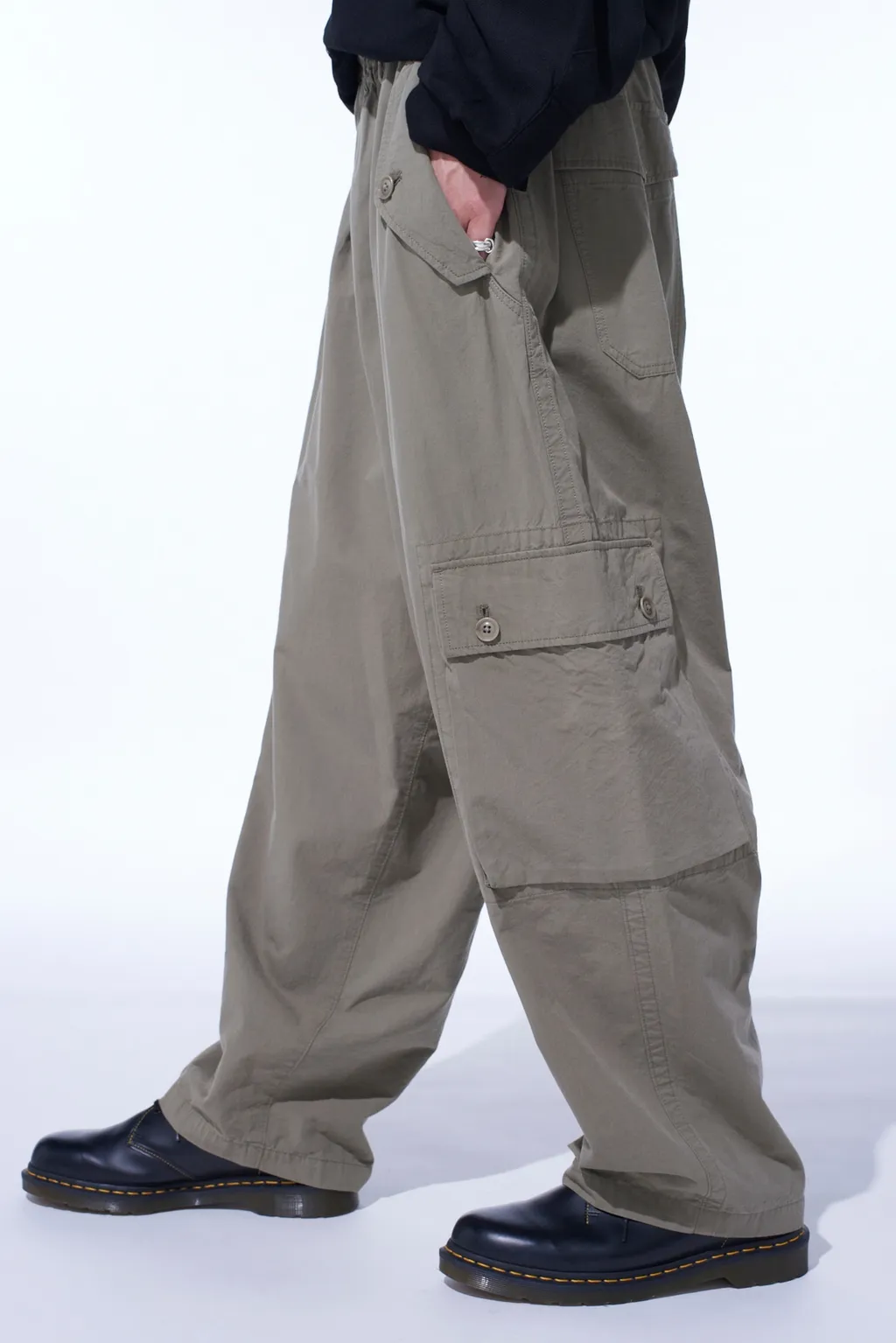 Brushed Washer Finish Broad Cargo Pants