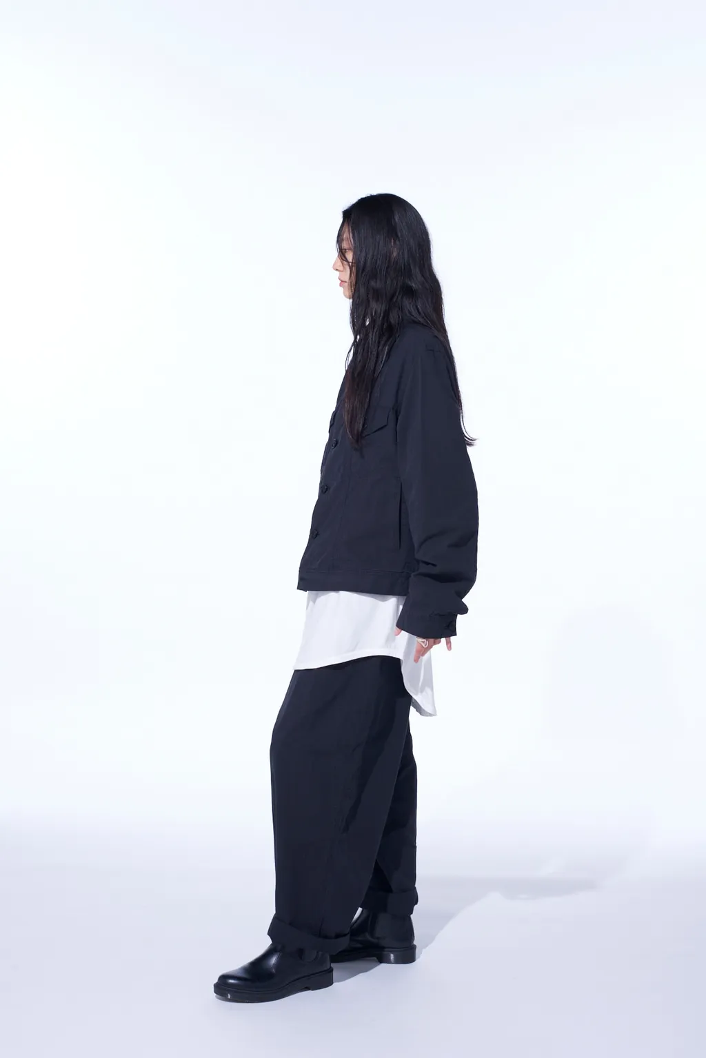 Brushed Washer Finish Broad 5Pocket Wide Pants