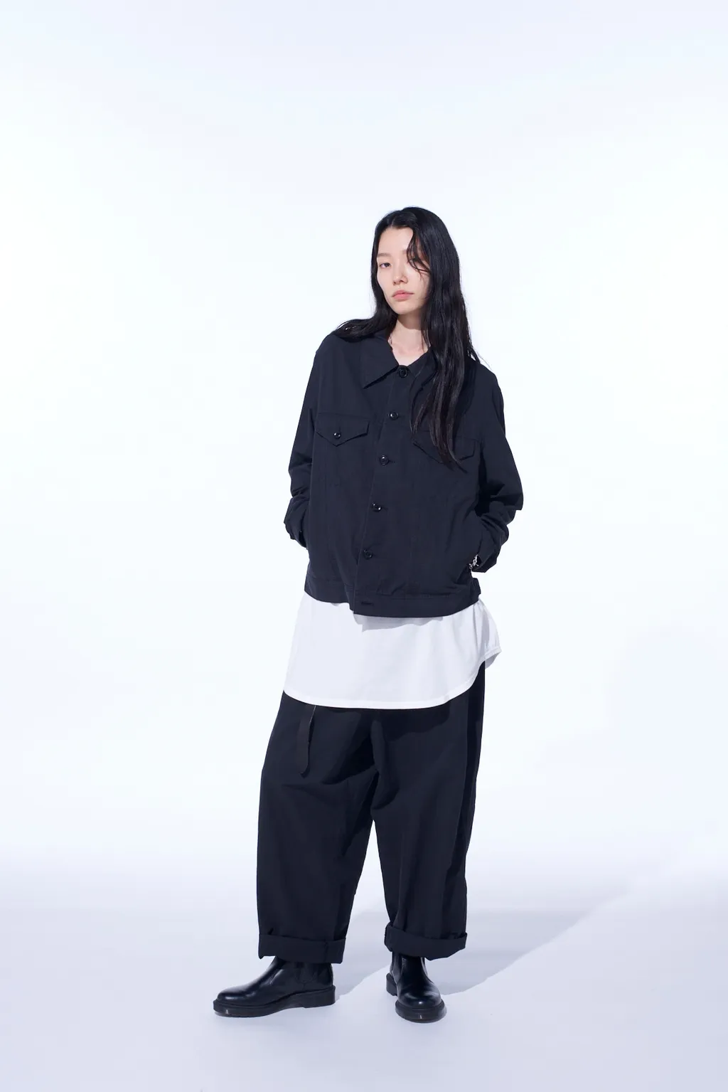 Brushed Washer Finish Broad 5Pocket Wide Pants