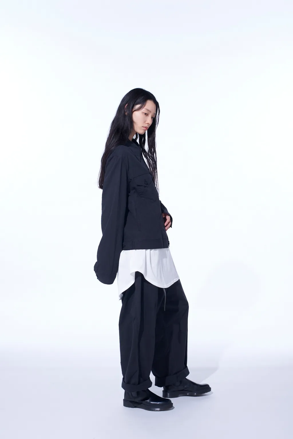 Brushed Washer Finish Broad 5Pocket Wide Pants