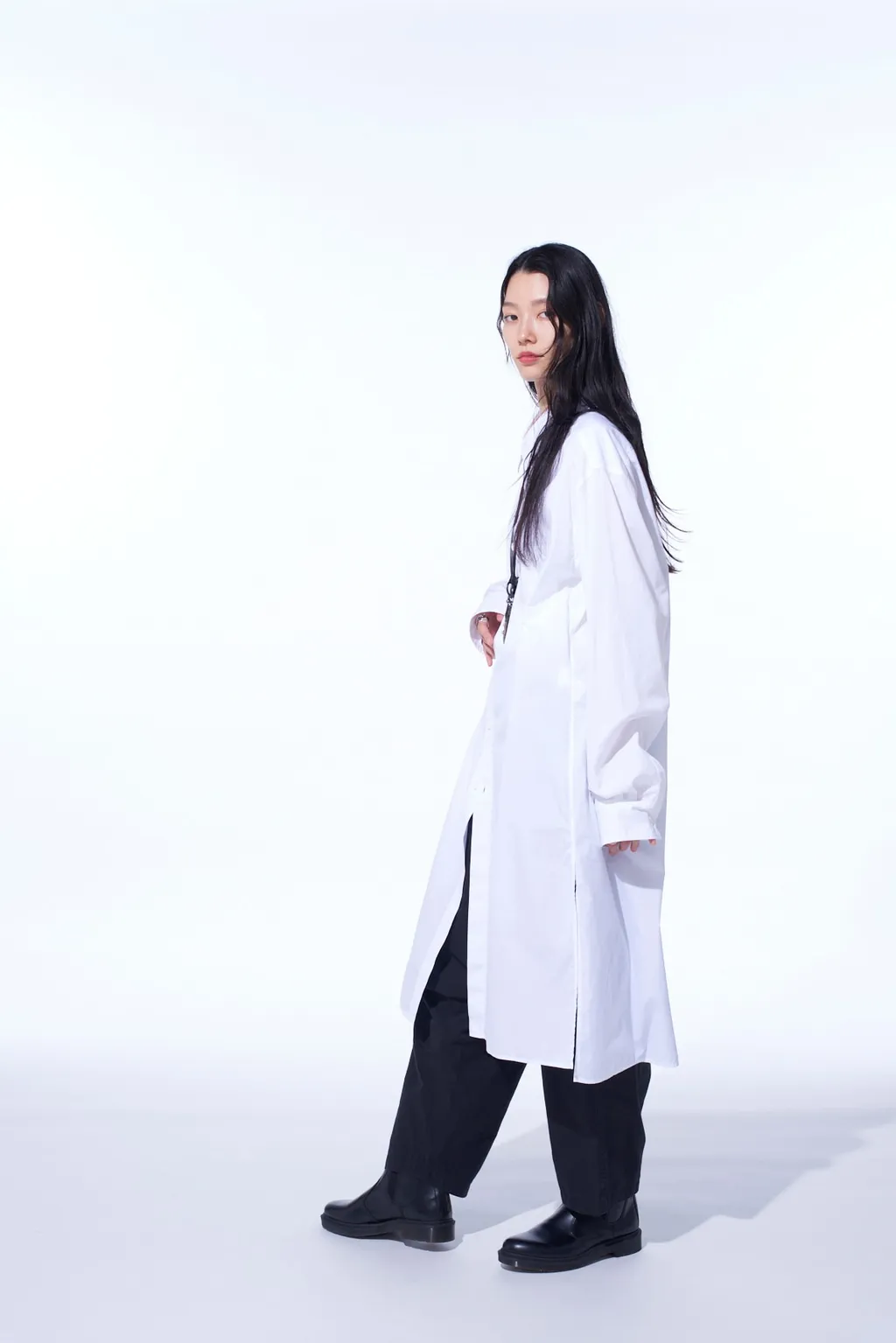Cotton Broad Regular Collar Long Shirt