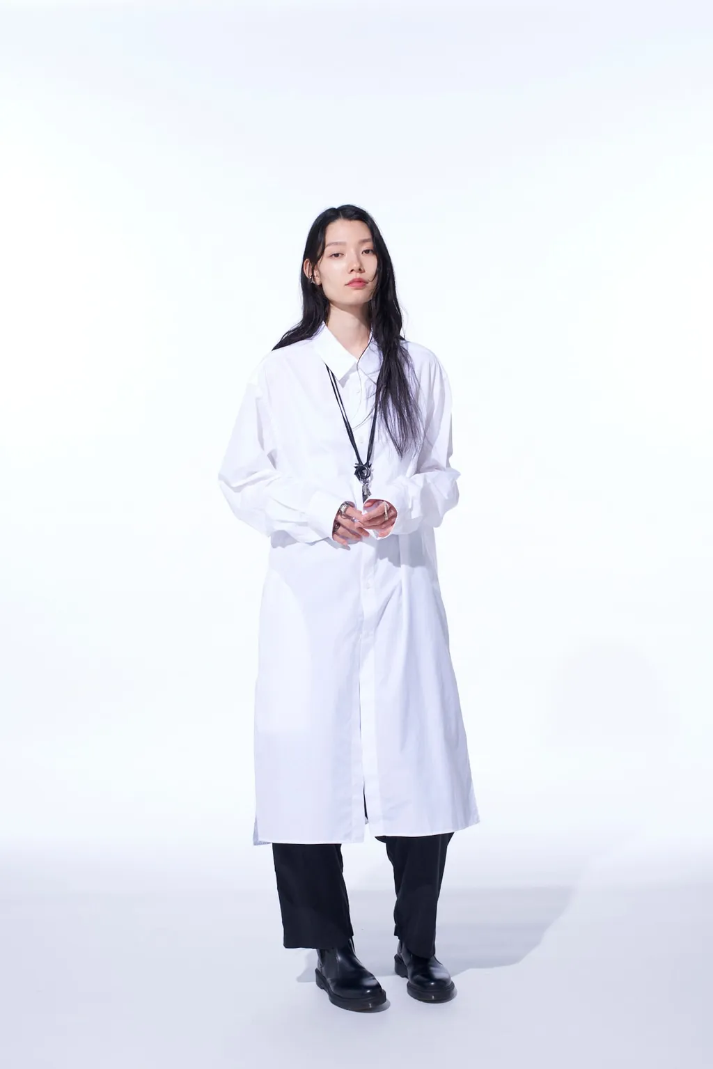 Cotton Broad Regular Collar Long Shirt
