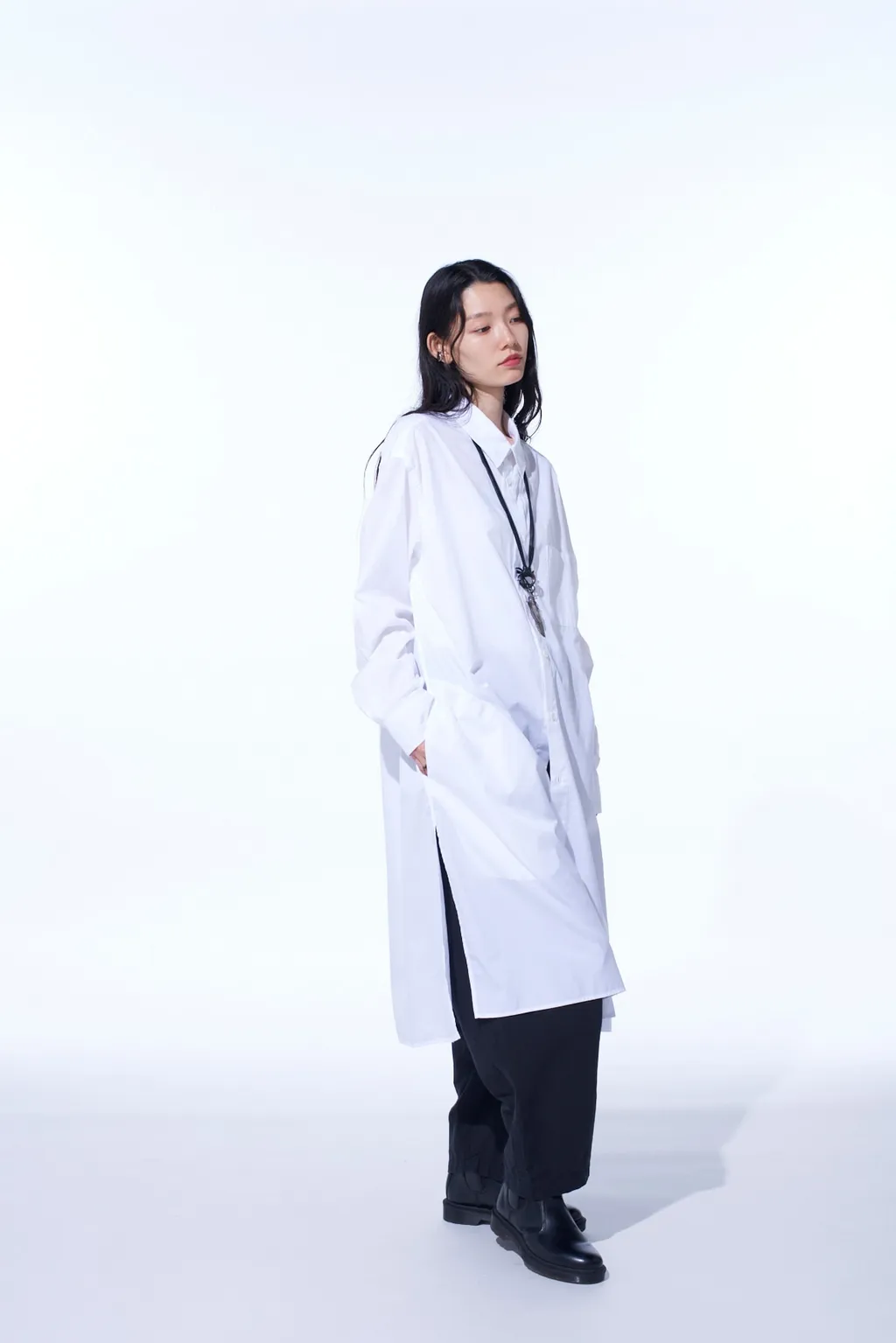 Cotton Broad Regular Collar Long Shirt