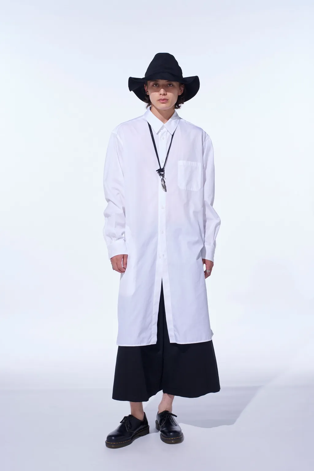 Cotton Broad Regular Collar Long Shirt