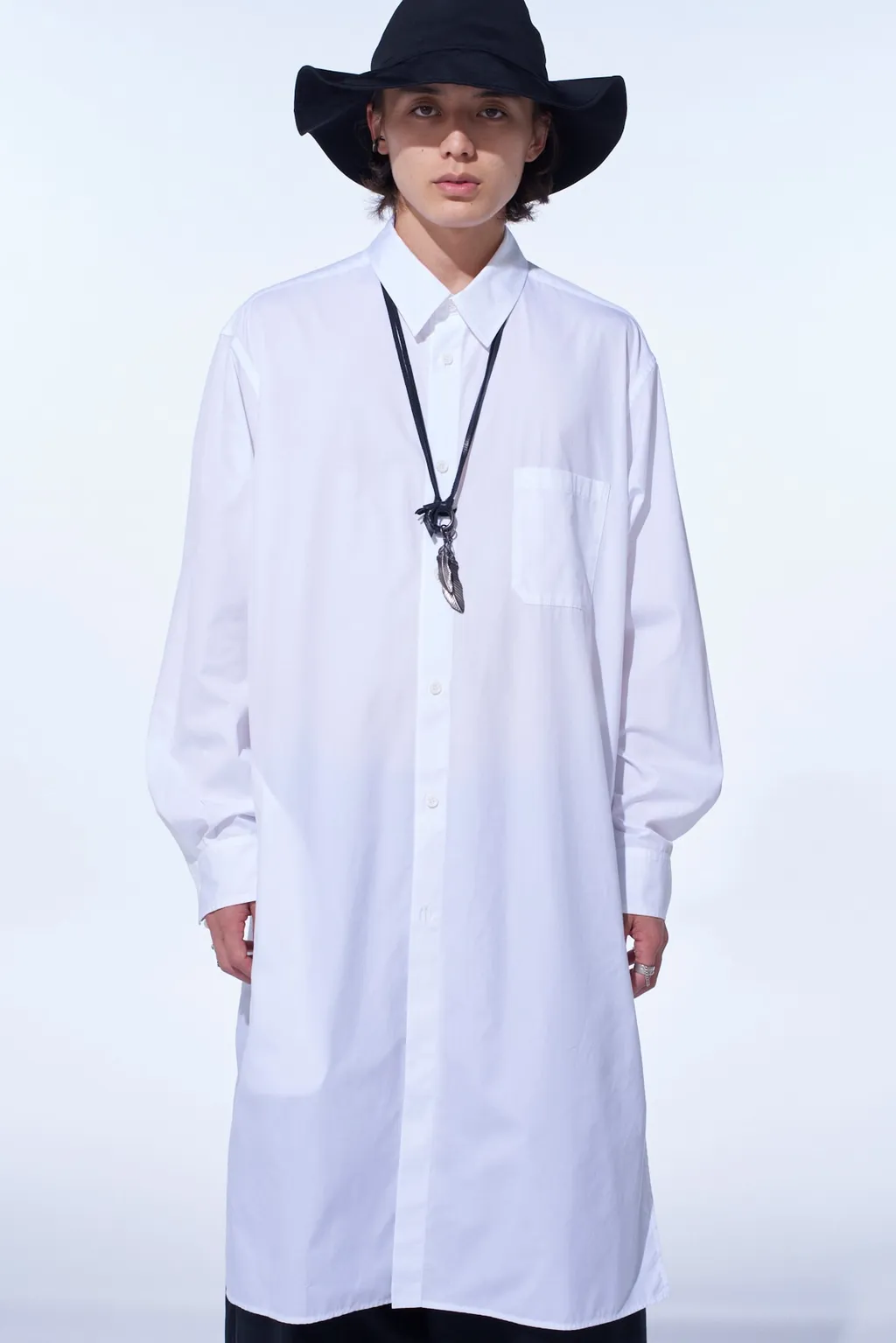 Cotton Broad Regular Collar Long Shirt