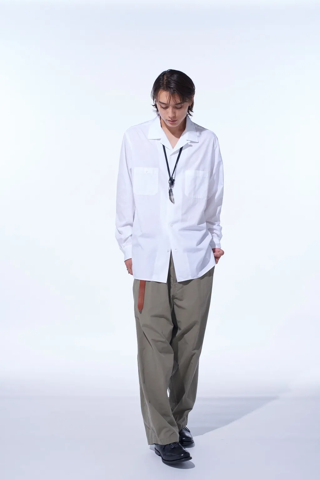 Cotton Broad Loose-Fit Open Collar Shirt