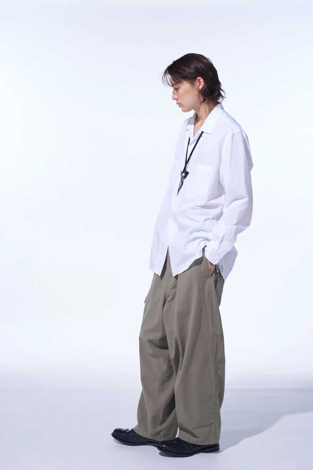 Cotton Broad Loose-Fit Open Collar Shirt