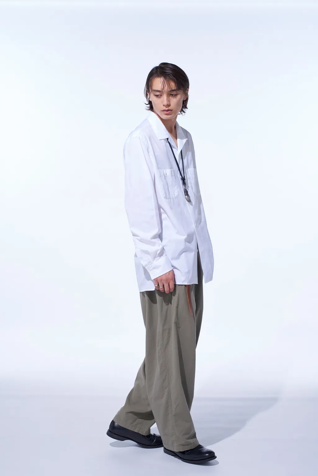 Cotton Broad Loose-Fit Open Collar Shirt