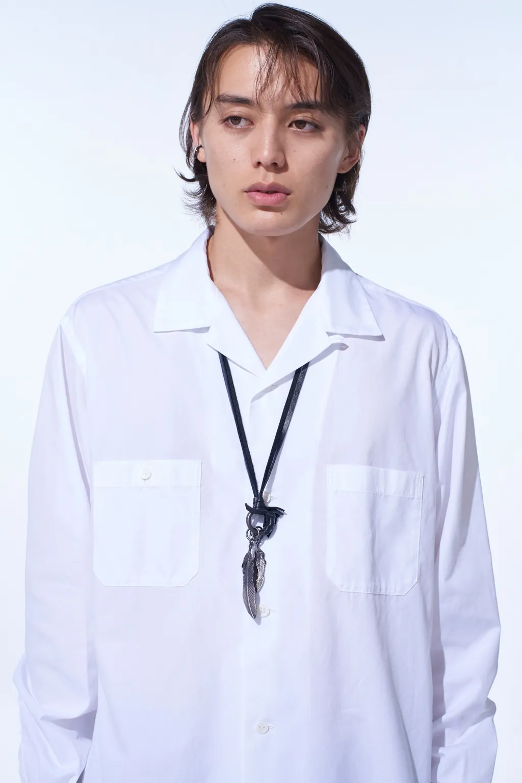 Cotton Broad Loose-Fit Open Collar Shirt