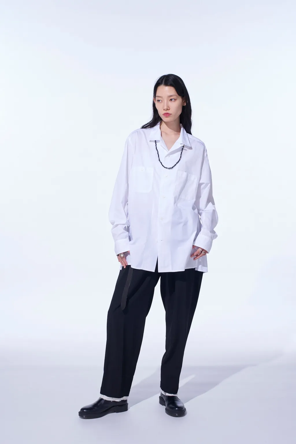 Cotton Broad Loose-Fit Open Collar Shirt