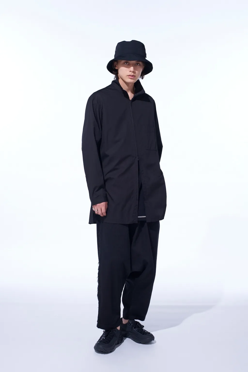 Cotton Broad Stand Collar Zipper Shirt