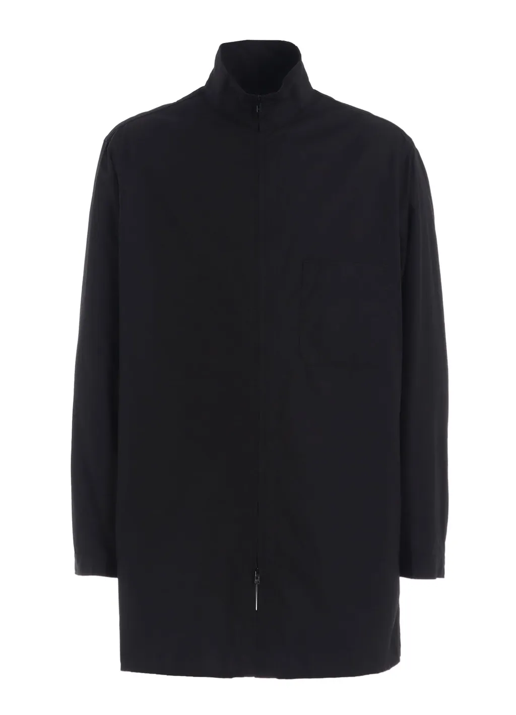 Cotton Broad Stand Collar Zipper Shirt