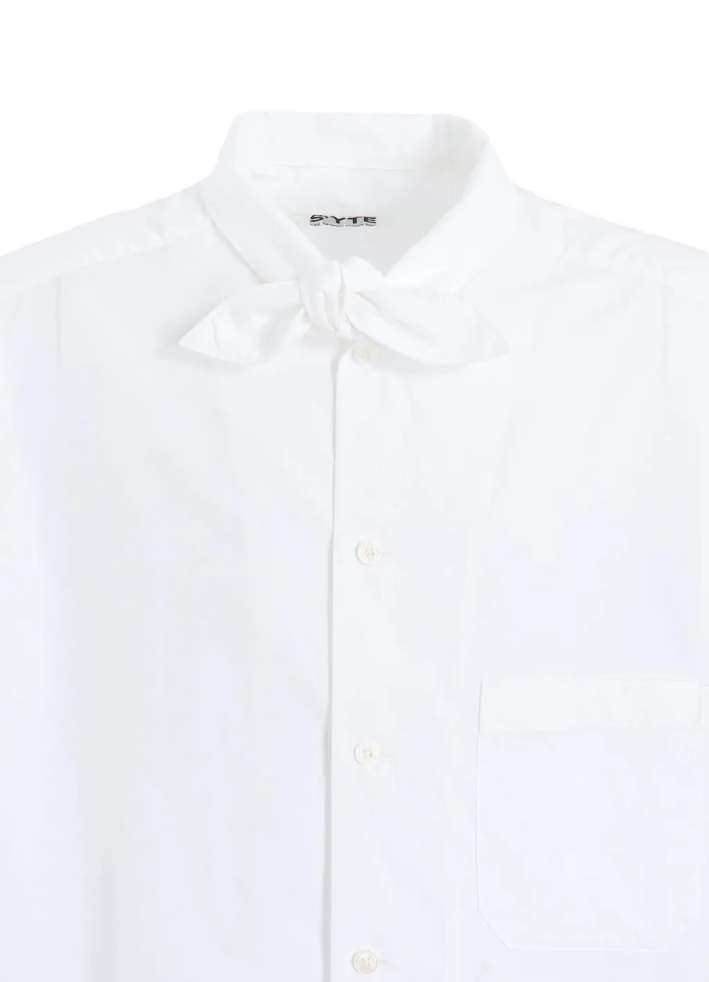 Cotton Broad Ribbon Collar Shirt
