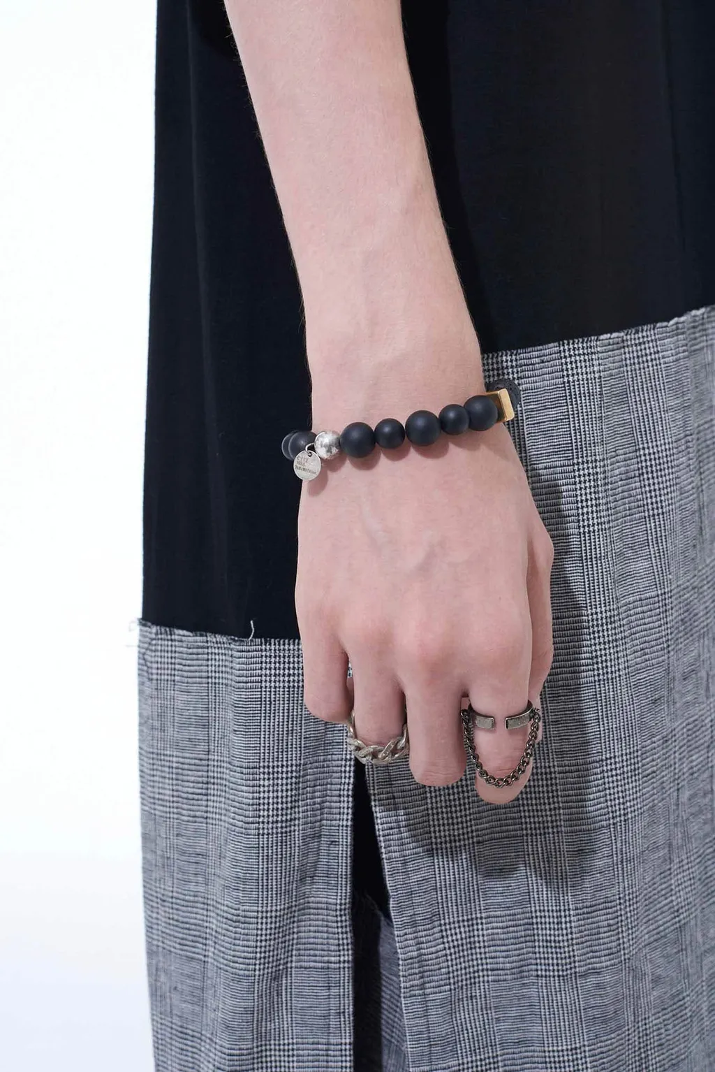 Onyx Bead+Lava Stone Bracelet