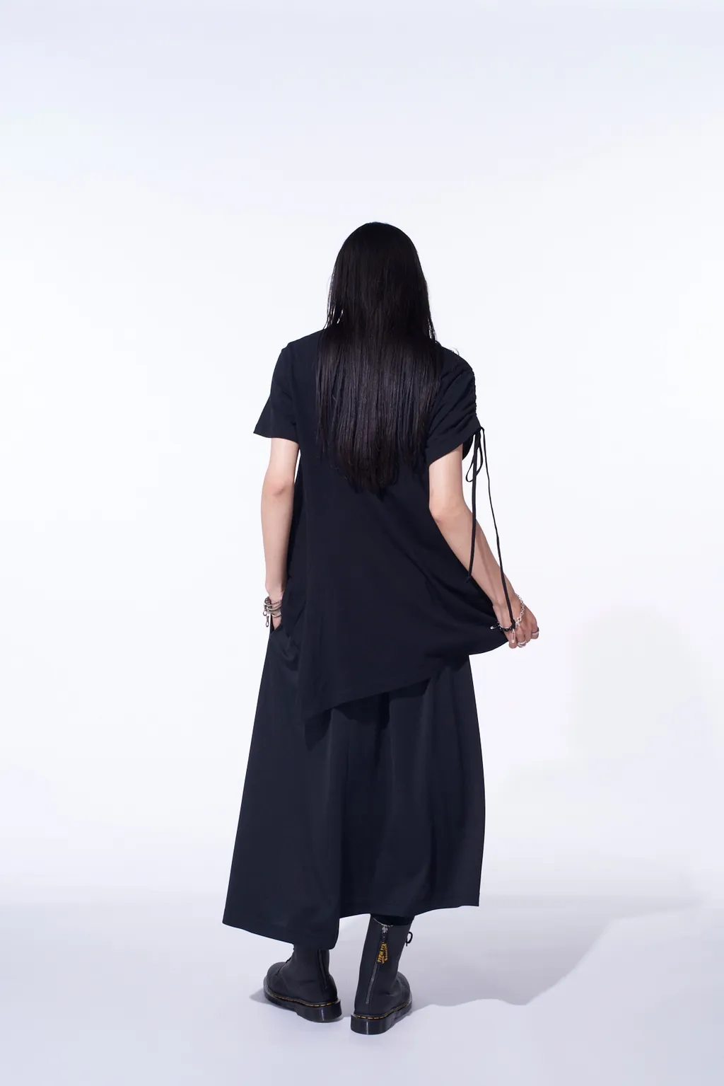 Pe/Smooth Jersey Waist-String Gathered Skirt With Tyrolean Tapes