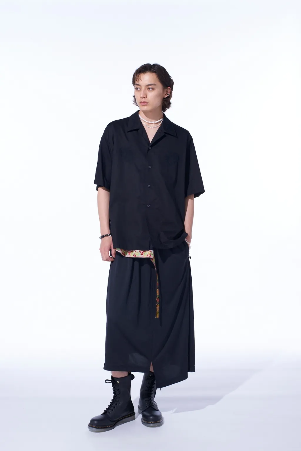 Pe/Smooth Jersey Waist-String Gathered Skirt With Tyrolean Tapes