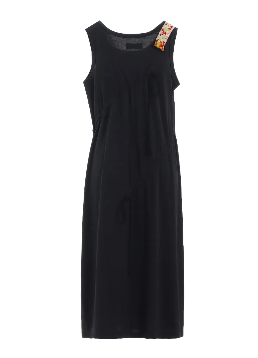 Pe/Smooth Jersey Strings Gathered Dress With Tyrolean Tapes