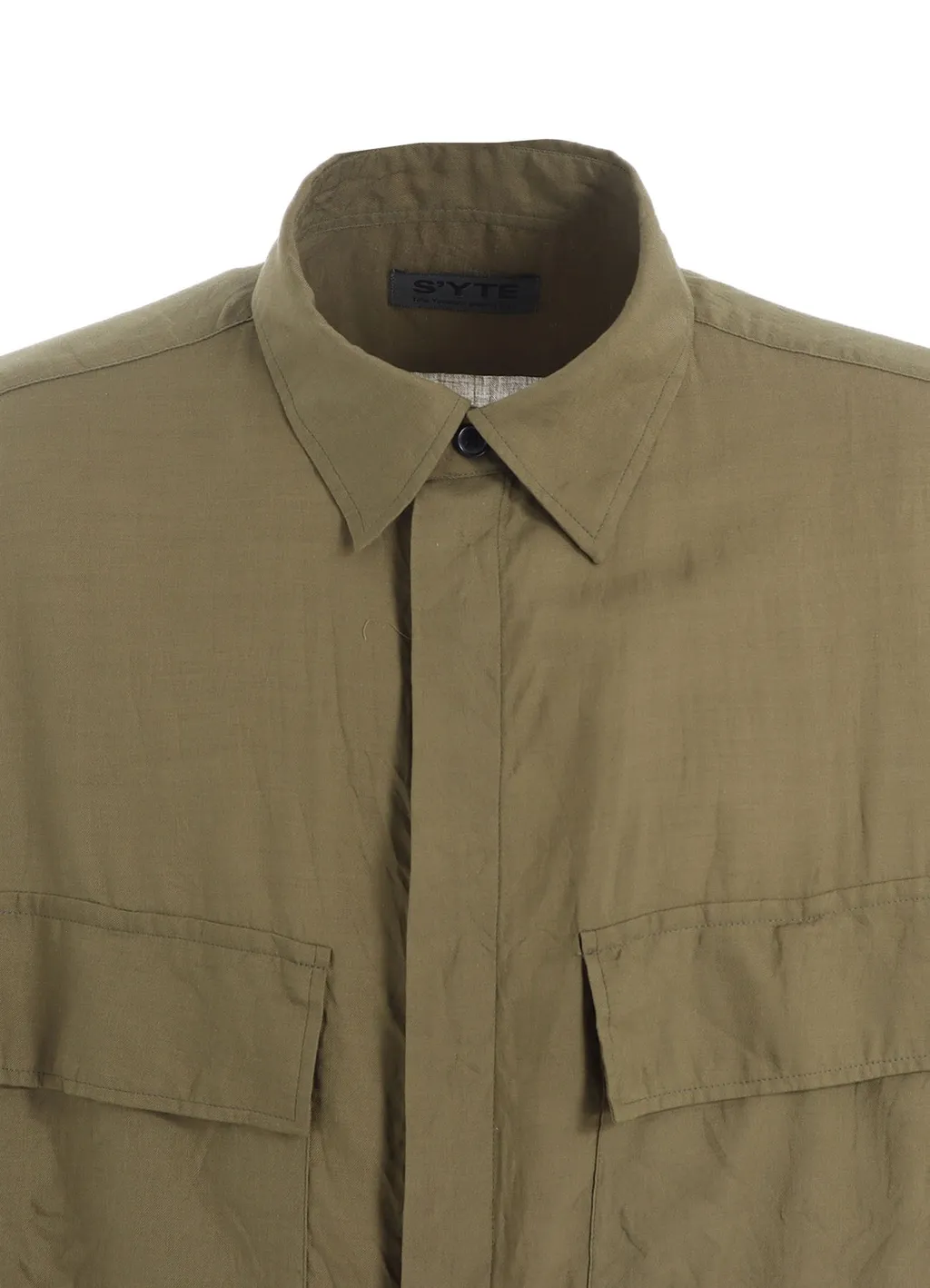 Cotton/Cellulose Broad Flap Pockets Oversized Short-Sleeve Shirt