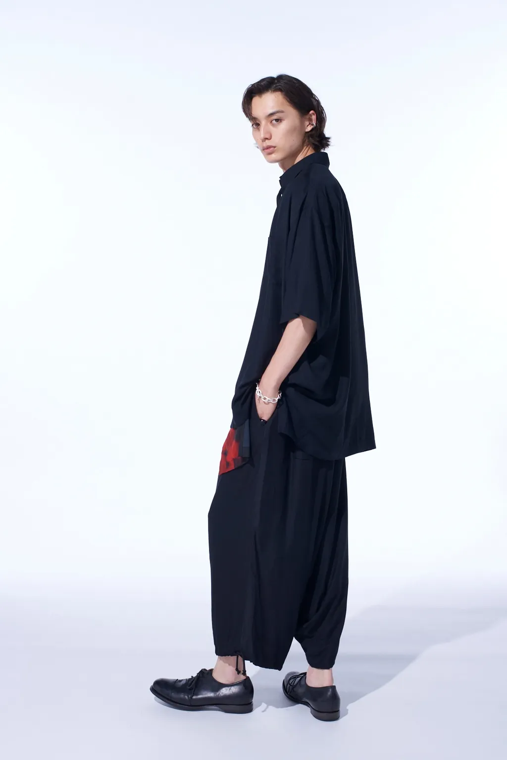 Rayon Twill Oversized Short-Sleeve Shirt