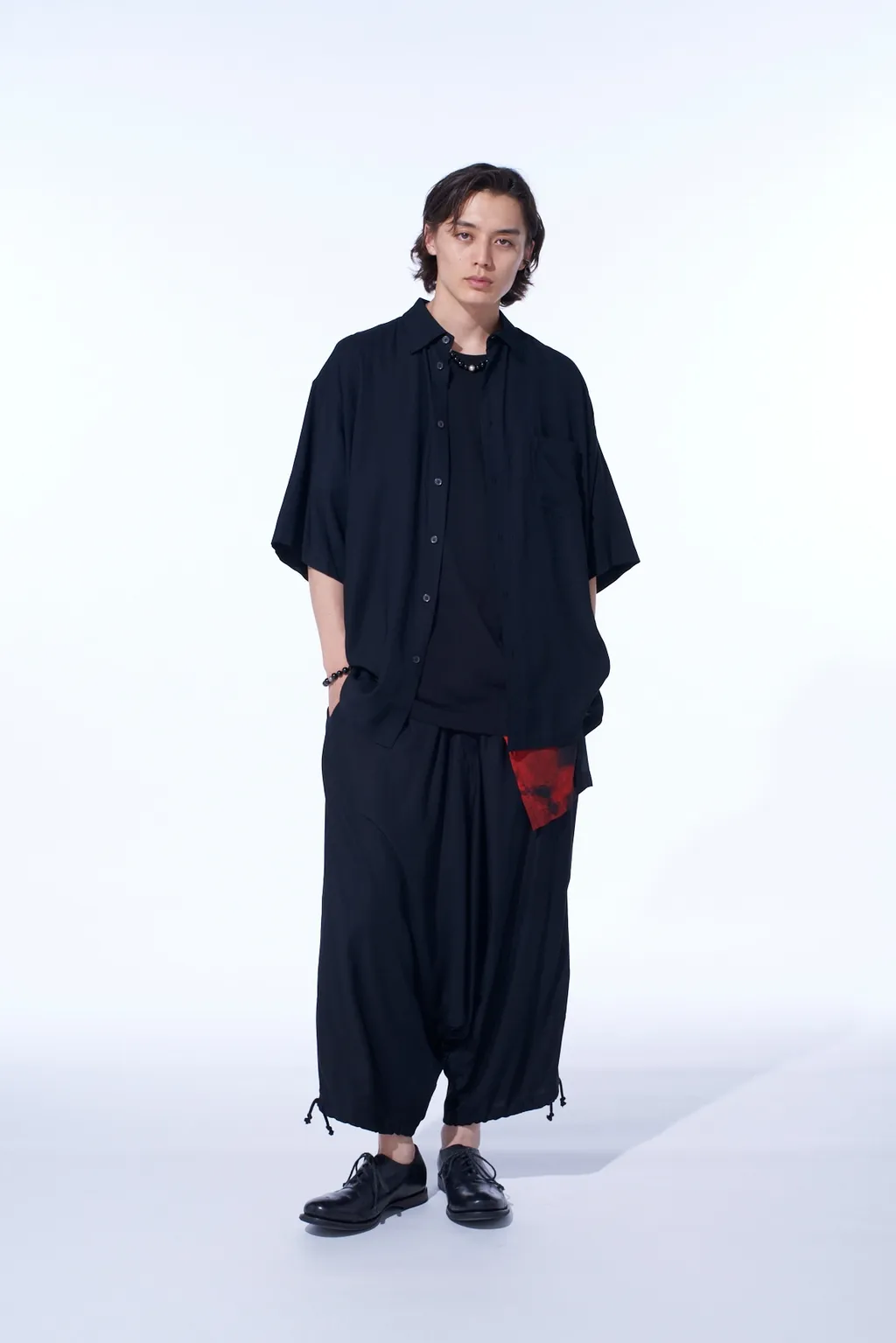Rayon Twill Oversized Short-Sleeve Shirt