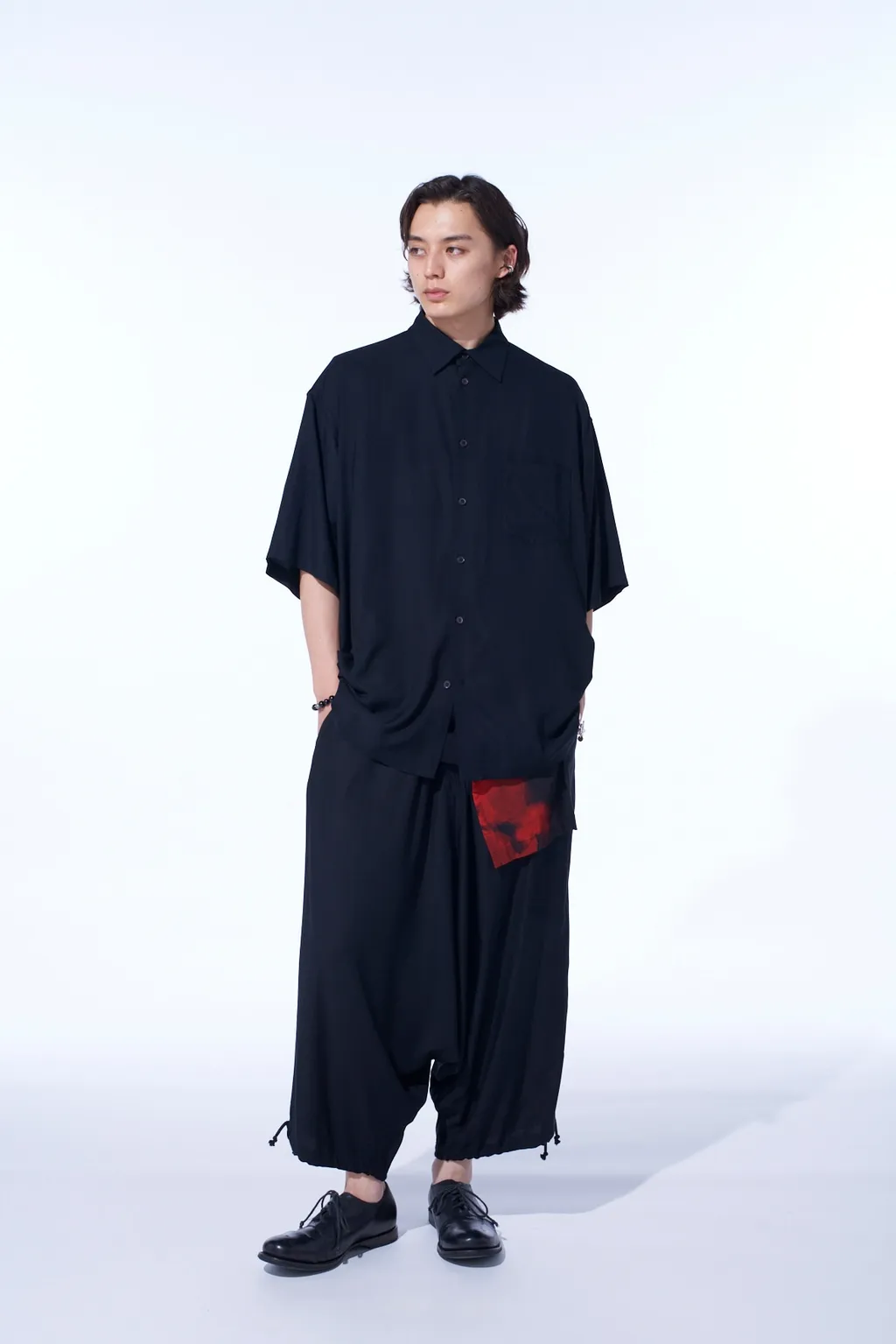 Rayon Twill Oversized Short-Sleeve Shirt