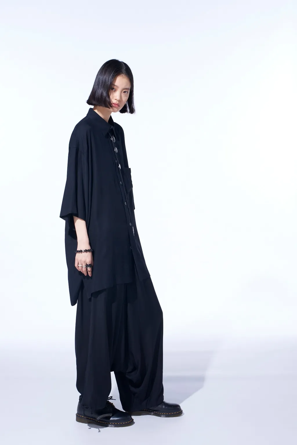 Rayon Twill Oversized Short-Sleeve Shirt