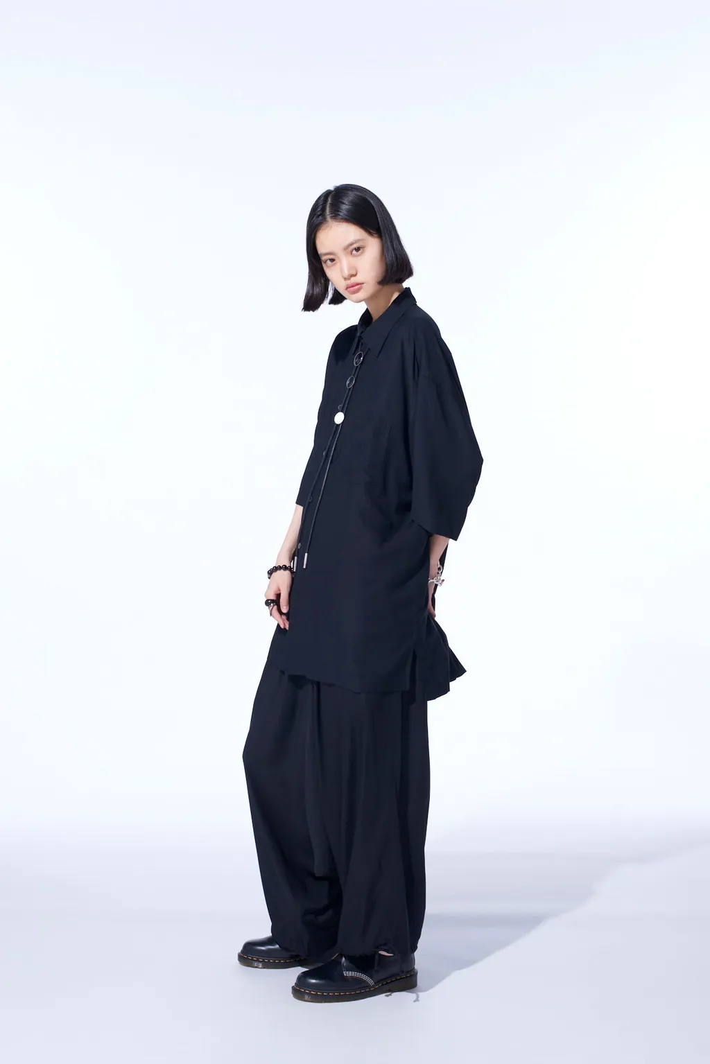Rayon Twill Oversized Short-Sleeve Shirt