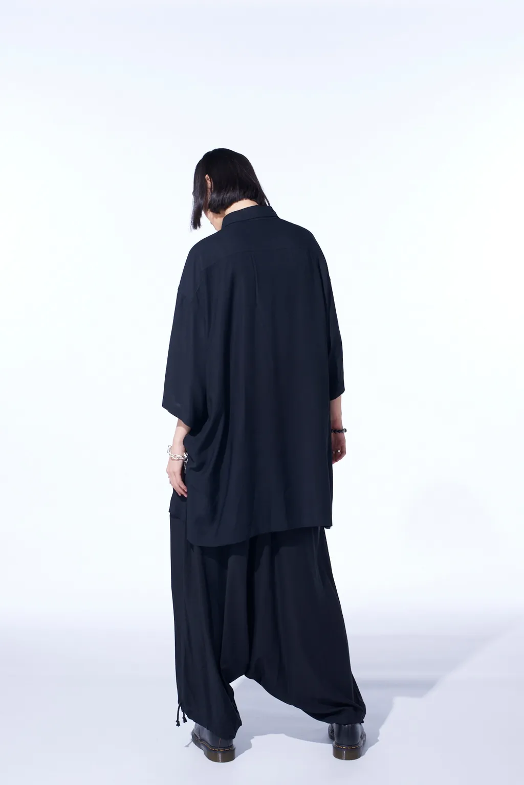 Rayon Twill Oversized Short-Sleeve Shirt