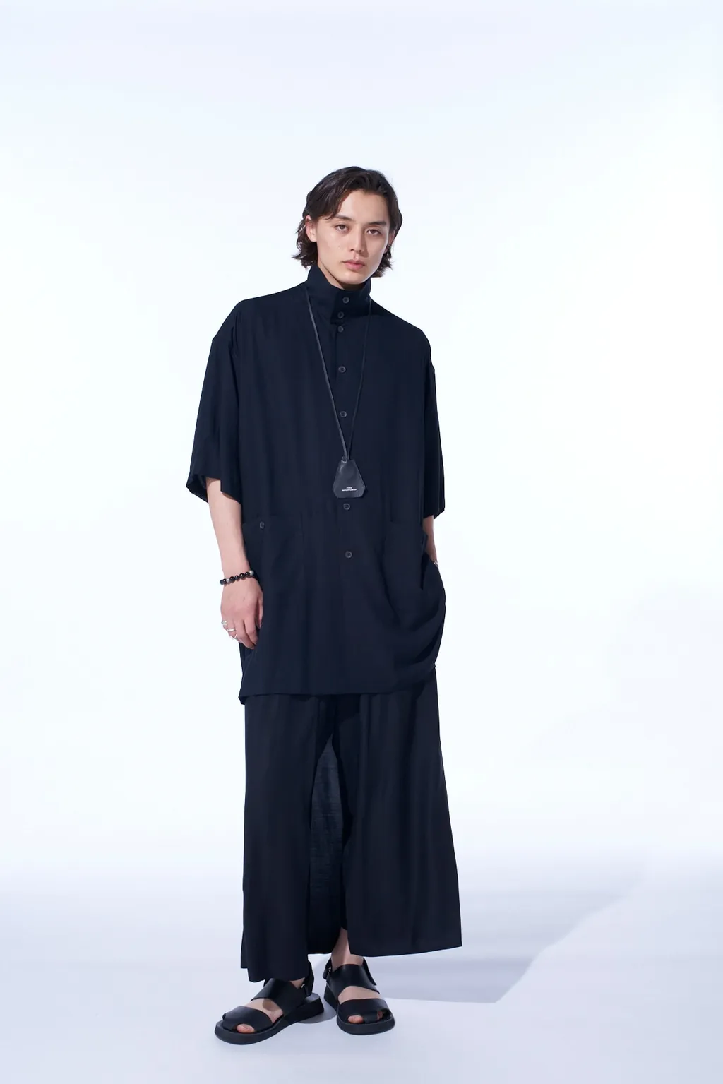 Rayon Twill Oversized Stand Collar Shirt