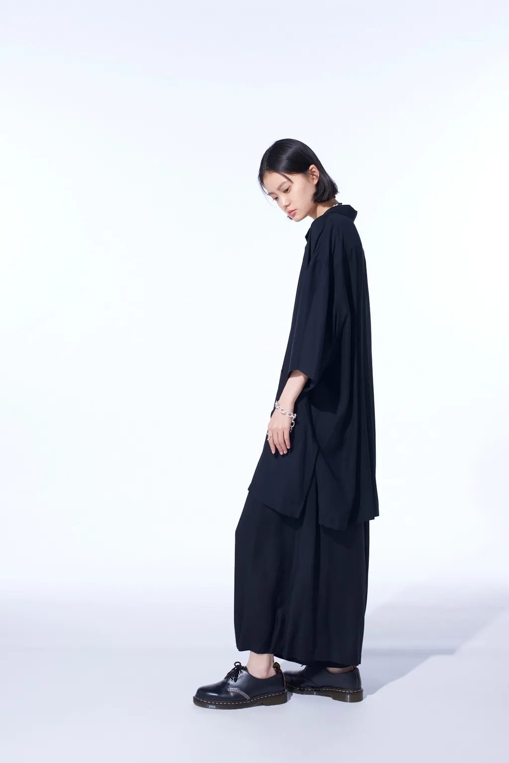 Rayon Twill Oversized Stand Collar Shirt