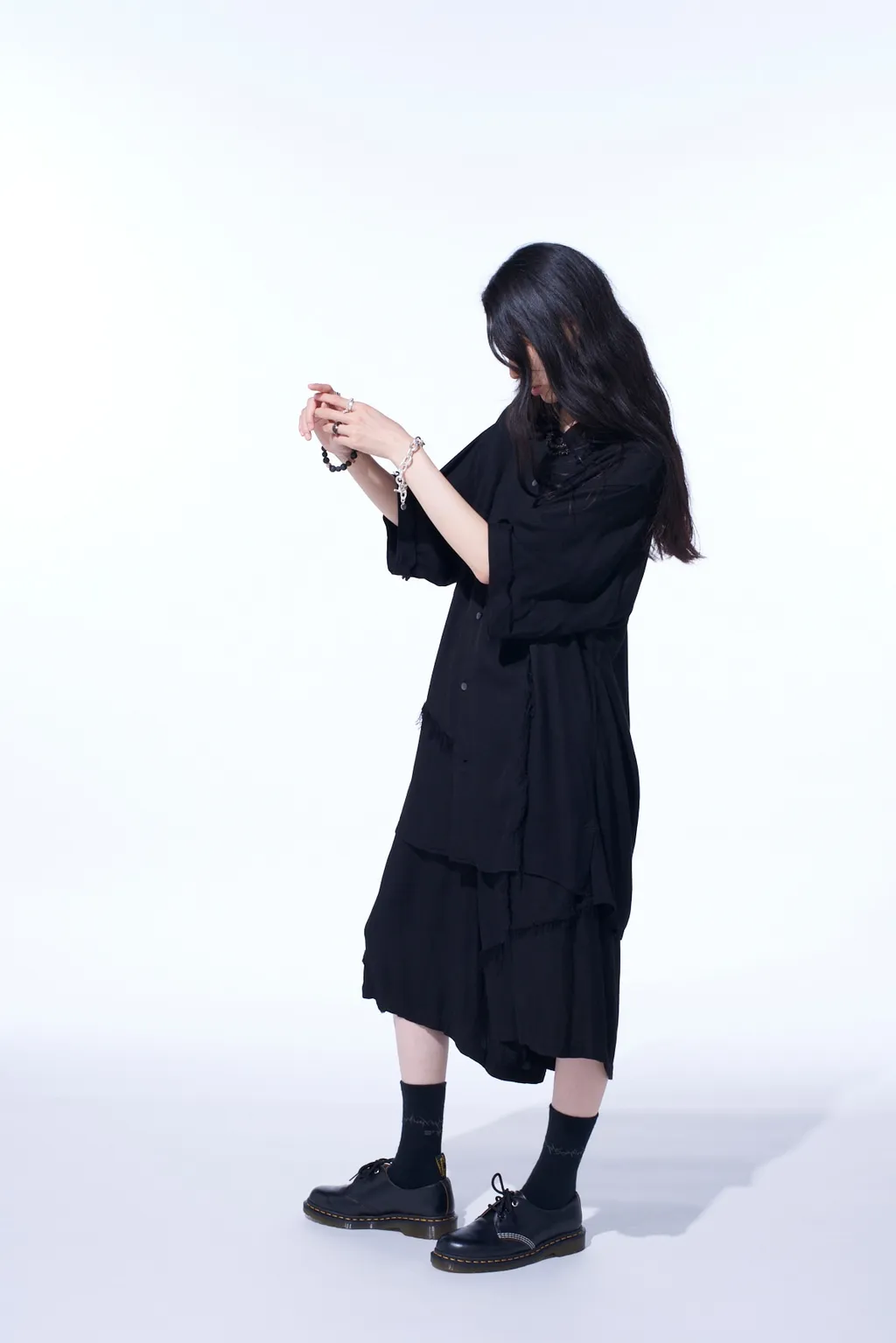 Viscose Twill Cut-Off Open-Collar Shirt