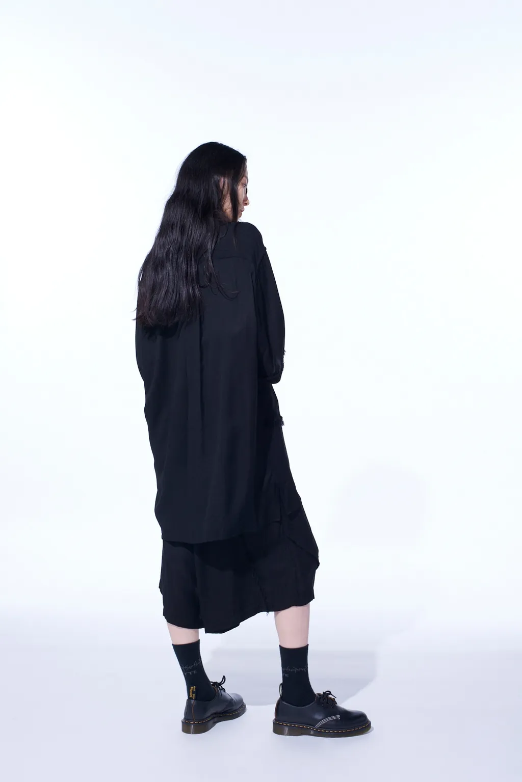 Viscose Twill Cut-Off Open-Collar Shirt