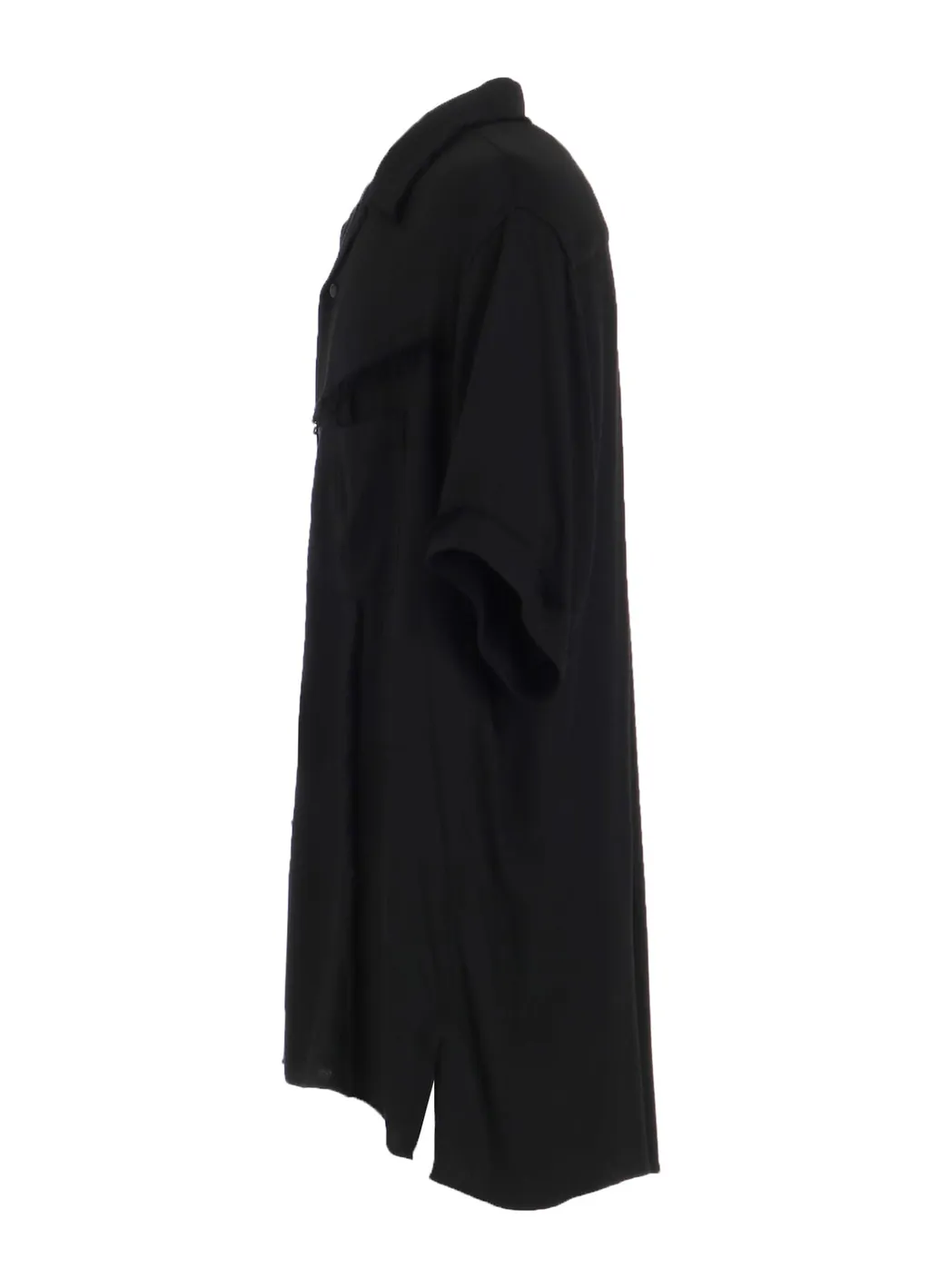 Viscose Twill Cut-Off Open-Collar Shirt
