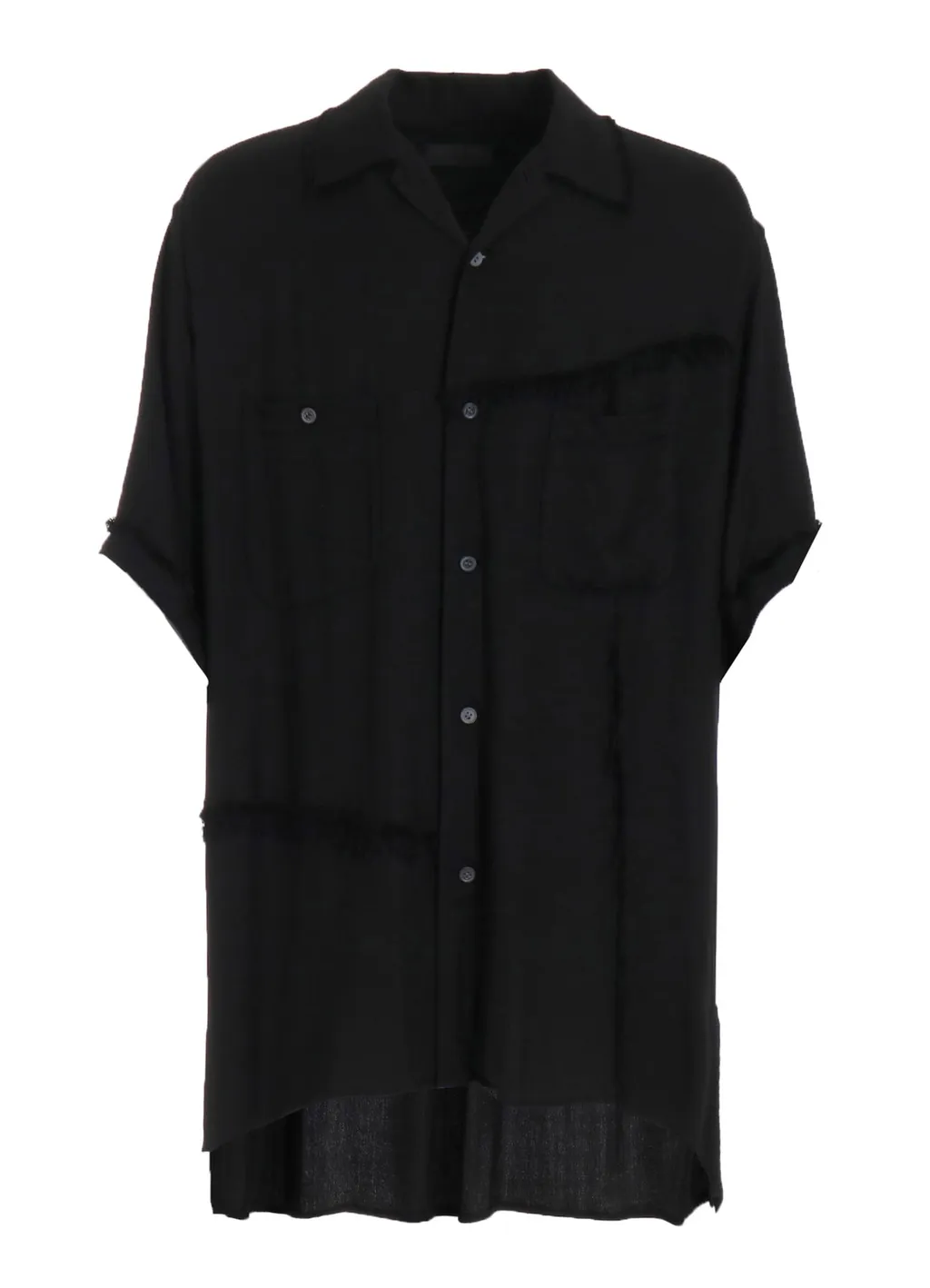 Viscose Twill Cut-Off Open-Collar Shirt