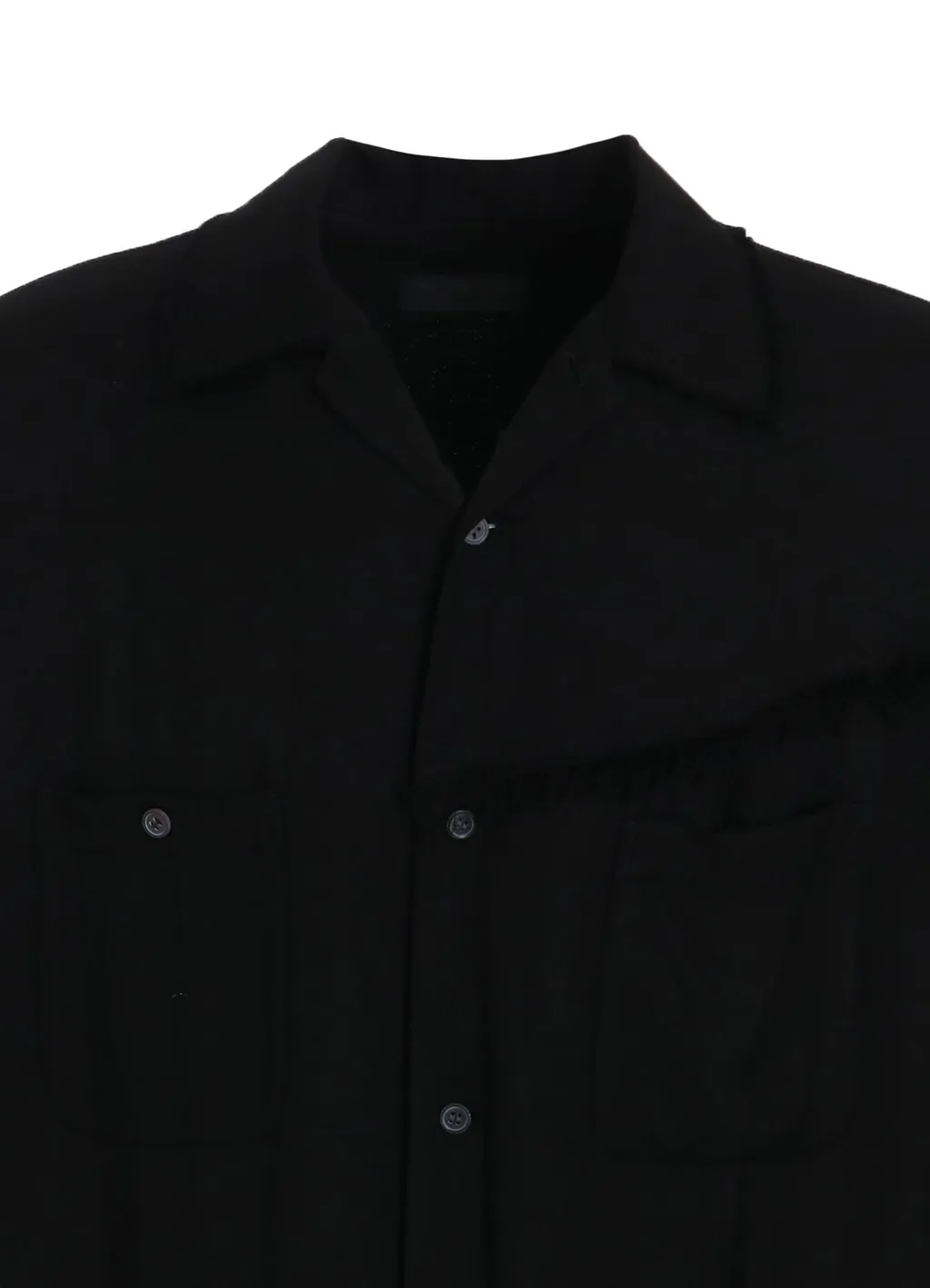 Viscose Twill Cut-Off Open-Collar Shirt