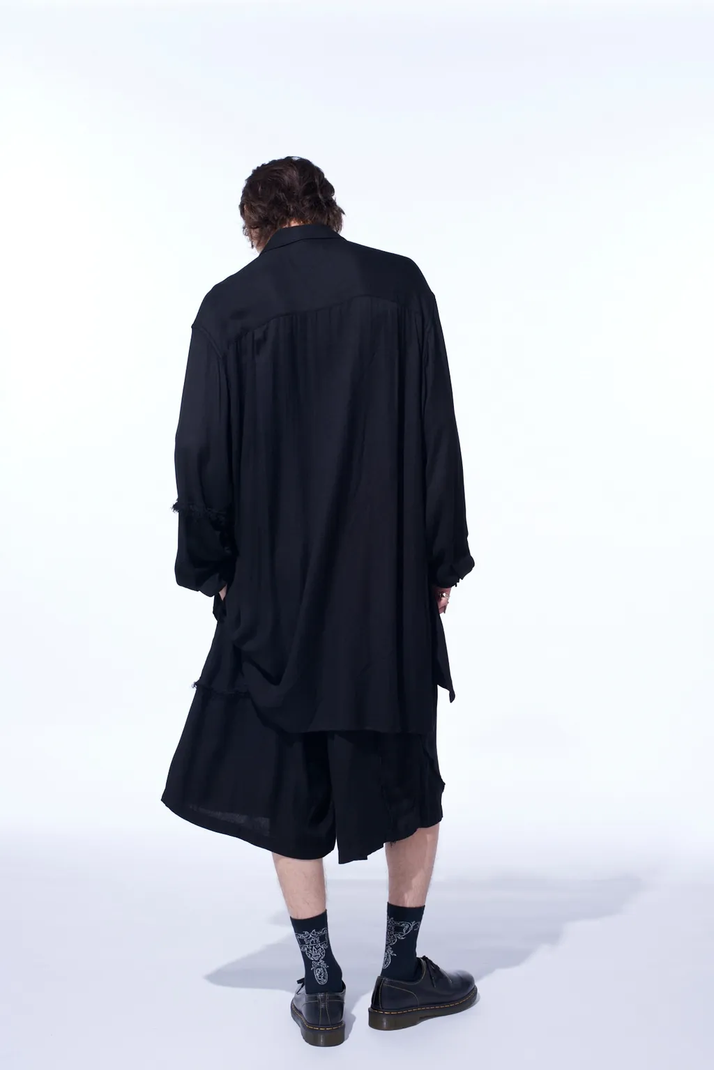 Viscose Twill Cut-Off Oversized Regular Collar Shirt