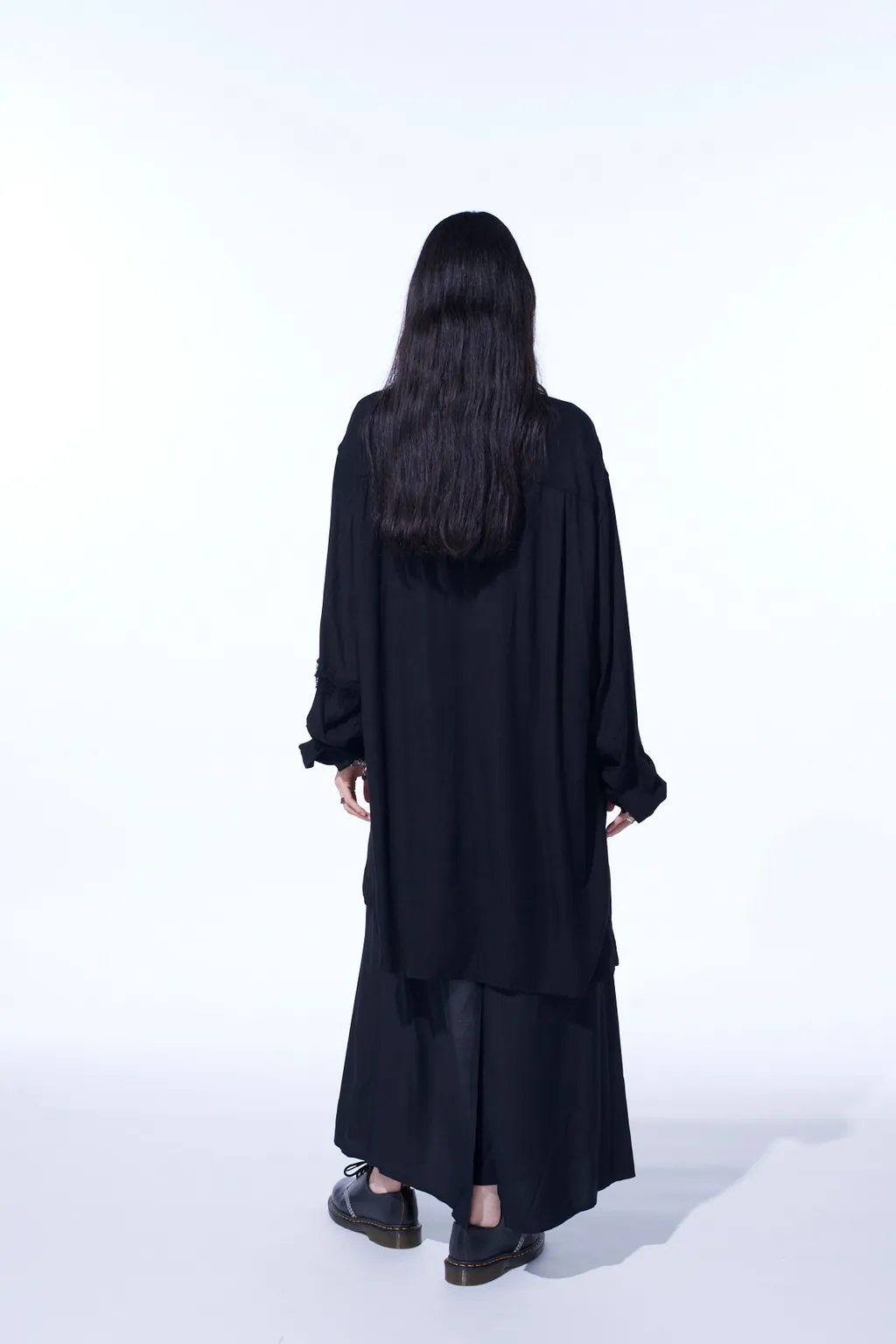 Viscose Twill Cut-Off Oversized Regular Collar Shirt