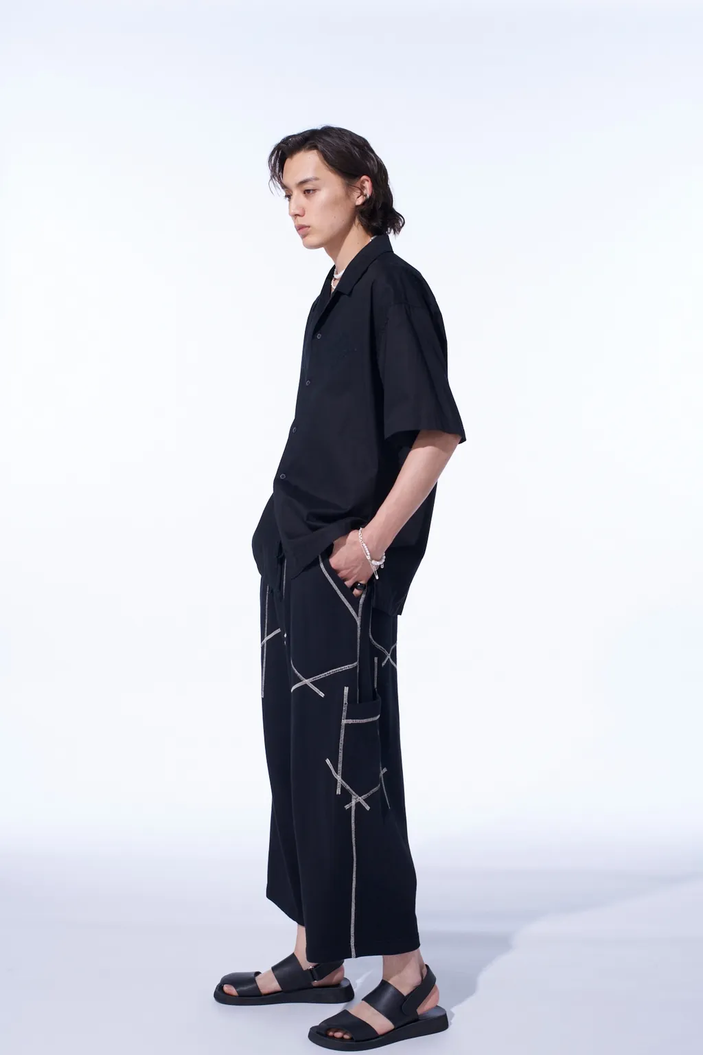 Baroque Embroidery Open-Collar Shirt