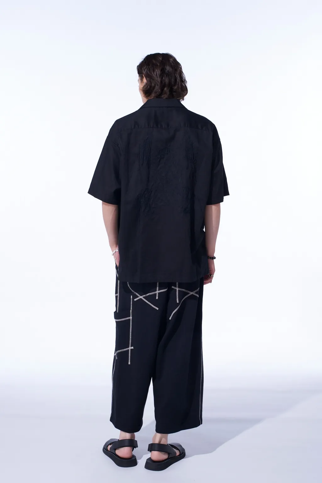 Baroque Embroidery Open-Collar Shirt