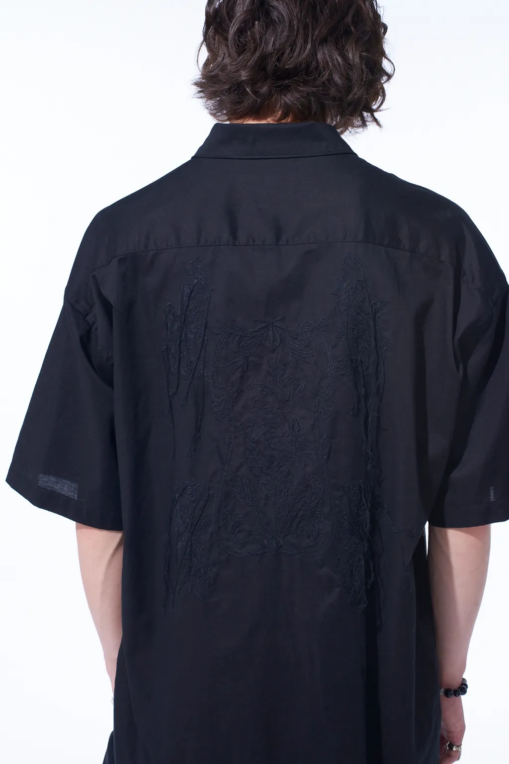 Baroque Embroidery Open-Collar Shirt
